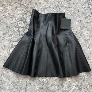 Norma Kamali Grace Vegan Leather Mini Skirt New With Tags